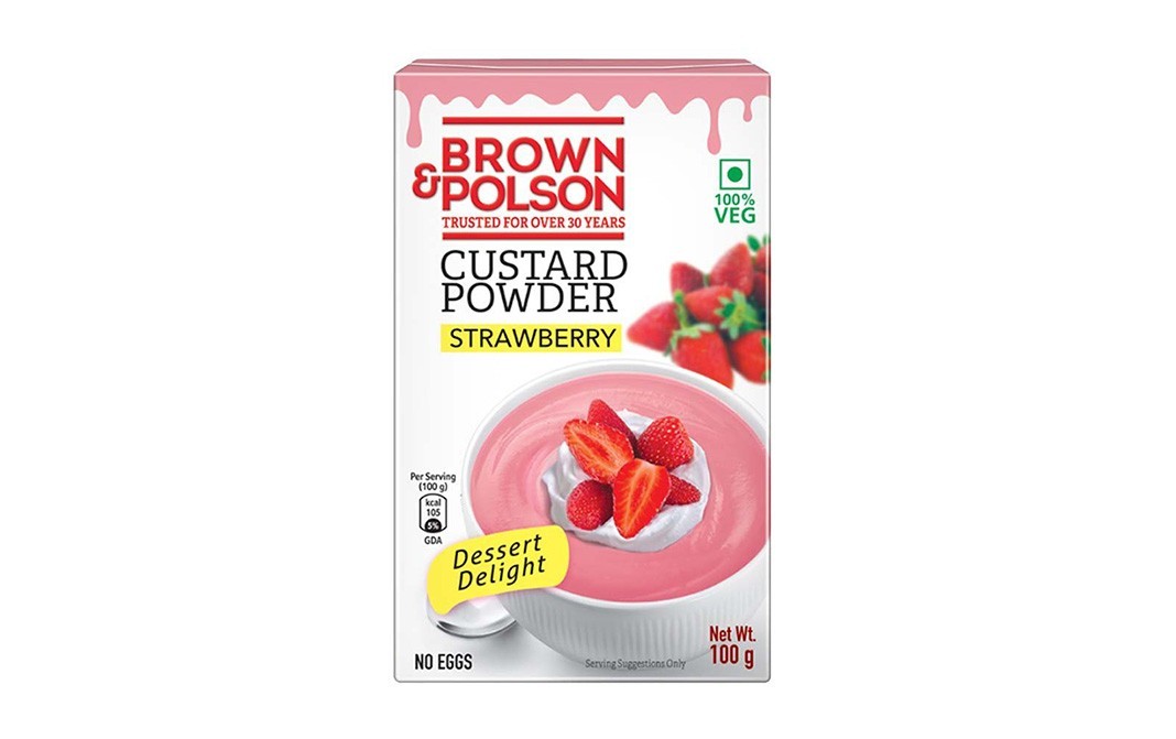 Brown & Polson Custard Powder Strawberry (Dessert Delight)   Box  100 grams